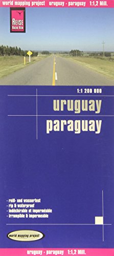 Reise Know-How Landkarte Uruguay, Paraguay (1:1.200.000): world mapping project: World Mapping Project. Exakte Höhenlinien, Höhenschichten-Relief, ... Straßennetz, Ortsindex. Reiß- und wasserfest