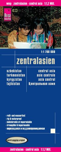 Zentral-Asien 1 : 1 700 000 (world mapping project): World Mapping Project. uzbekistan, Turkmenistan, Kyrgyzstan, Tajikistan. Exakte Höhenlinien, ... Straßennetz, Ortsindex. Reiß- u. wasserfest