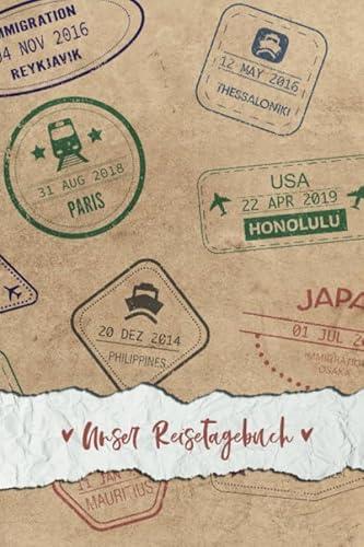 Unser Reisetagebuch: Urlaubsreise Tagebuch für Zwei zum Ausfüllen | Für Paare | ca. DIN A 5, 108 Seiten, Softcover | inkl. Packliste | Im ... Vintage-Look | Tolles Geschenk für Verliebte von Independently published