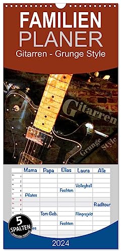 Familienplaner 2024 - Gitarren - Grunge Style mit 5 Spalten (Wandkalender, 21 cm x 45 cm) CALVENDO