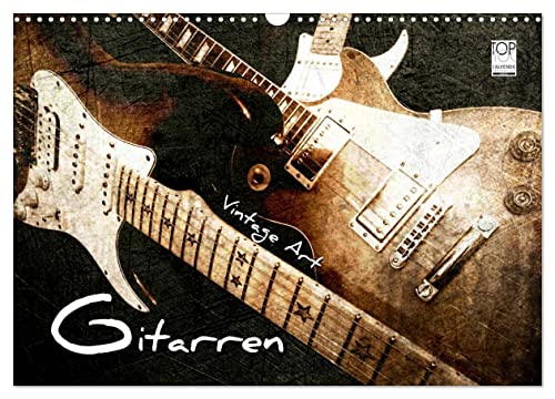GITARREN Vintage Art (Wandkalender 2025 DIN A3 quer), CALVENDO Monatskalender von CALVENDO