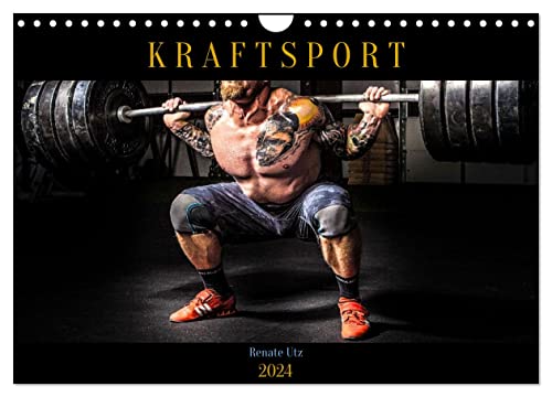 Kraftsport (Wandkalender 2024 DIN A4 quer), CALVENDO Monatskalender: Energetische Bilder athletischer Körper beim Krafttraining im Fitnessstudio (CALVENDO Sport)