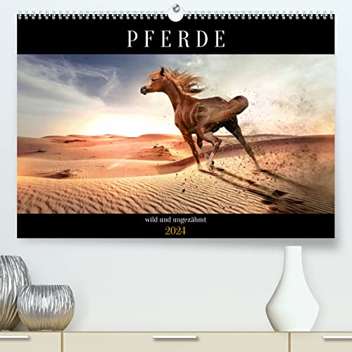 Pferde - wild und ungezähmt (hochwertiger Premium Wandkalender 2024 DIN A2 quer), Kunstdruck in Hochglanz