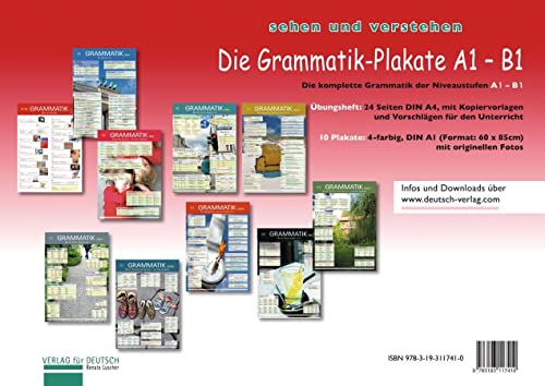 Die Grammatik-Plakate A1–B1: Übungsheft und 10 Plakate von Hueber Verlag GmbH