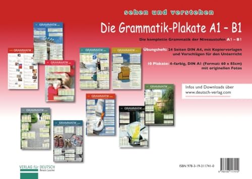 Die Grammatik-Plakate A1–B1: Übungsheft und 10 Plakate von Hueber