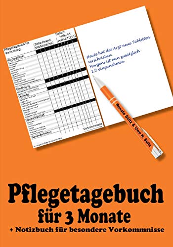 Pflegetagebuch für 3 Monate - inkl. Notizbuch