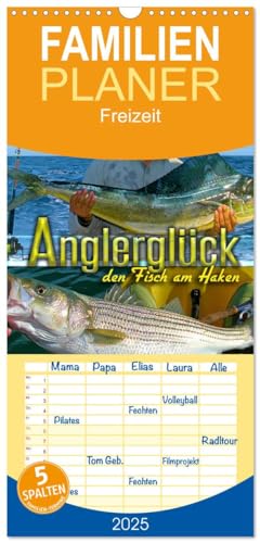Familienplaner 2025 - Anglerglück - den Fisch am Haken mit 5 Spalten (Wandkalender, 21 cm x 45 cm), CALVENDO