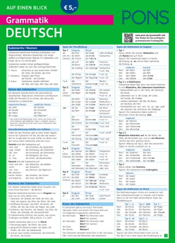 PONS Grammatik auf einen Blick Deutsch: Alle wichtigen grammatischen Themen auf einen Blick (PONS Auf einen Blick)
