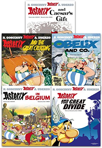 Asterix Series 5 Collection 5 Books Set (Book 21-25) (Asterix and Caesars Gift, Asterix and the Great Crossing, Obelix and Co, Asterix in Belgium, Asterix and the Great Divide)
