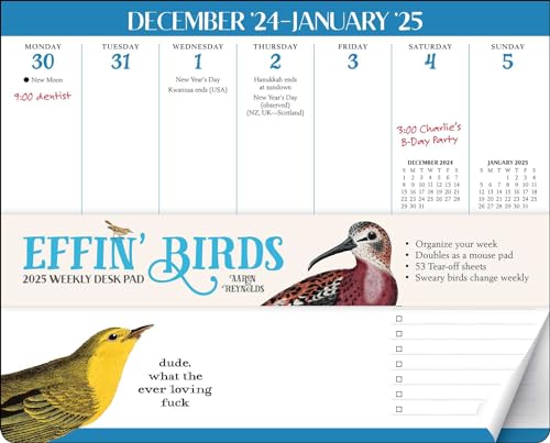 Effin' Birds 2025 Weekly Desk Pad Calendar