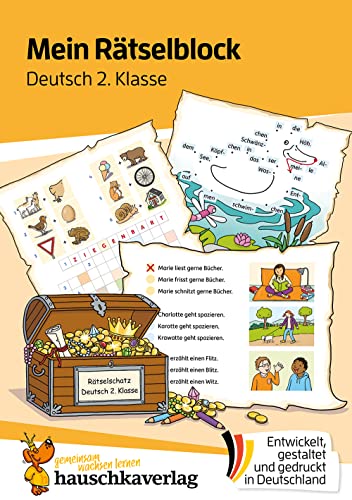 Mein Rätselblock Deutsch 2. Klasse: Rätsel für kluge Köpfe mit Lösungen - Förderung mit Freude (Das Rätselbuch für die Grundschule, Band 682)