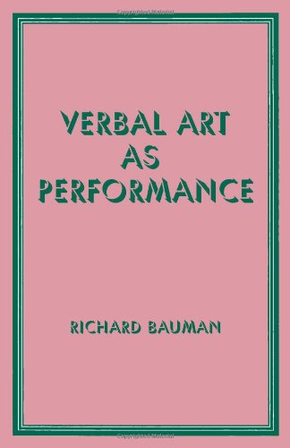 Verbal Art As Performance von Waveland Pr Inc