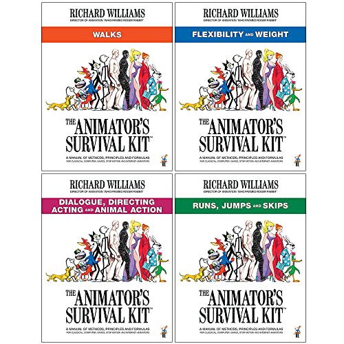 The Animator's Survival Kit Collection 4 Books Set By Richard Williams (Walks, Flexibility and Weight, Dialogue Directing Acting and Animal Action & Runs Jumps and Skips)