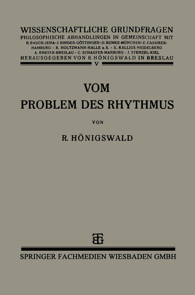Vom Problem des Rhythmus von Vieweg+Teubner Verlag