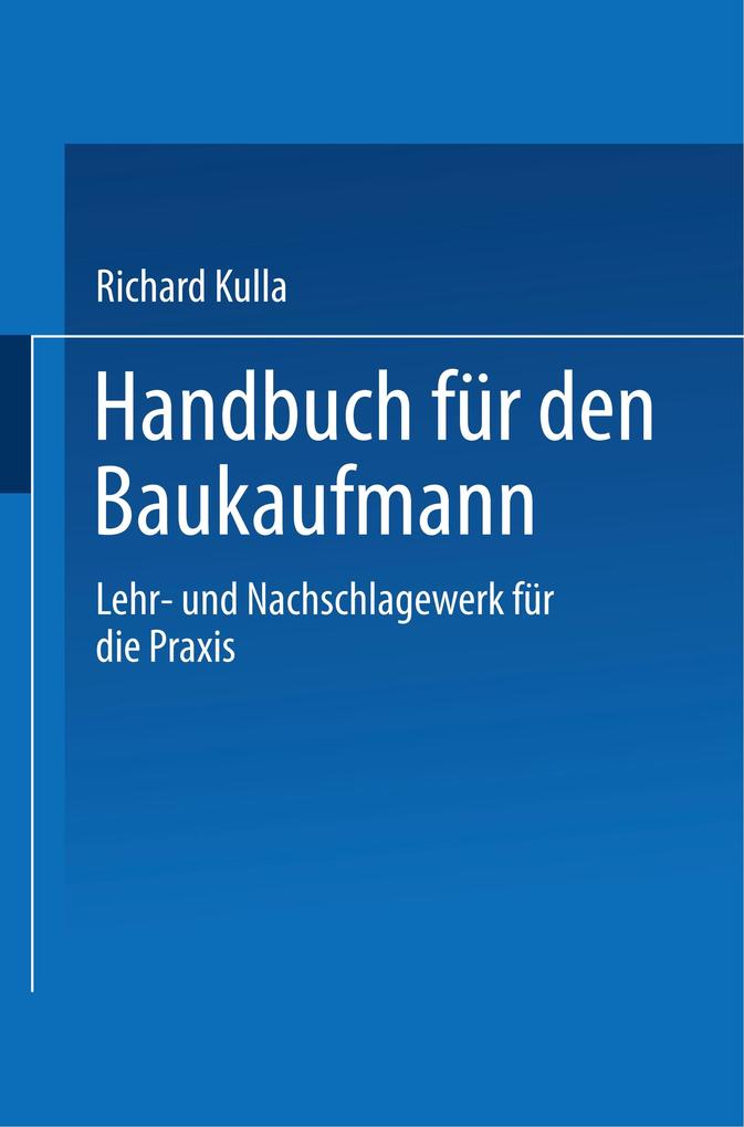 Handbuch für den Baukaufmann von Gabler Verlag