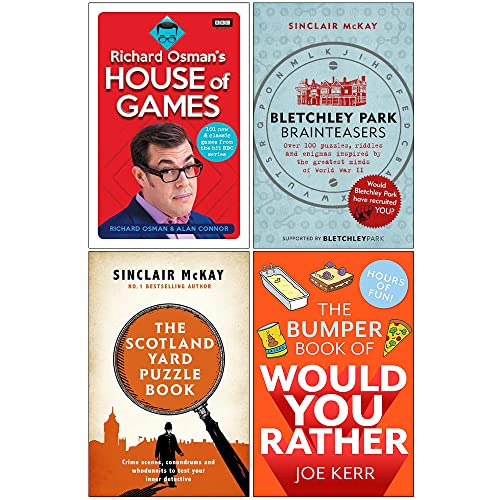 Richard Osman's House of Games, Bletchley Park Brainteasers, The Scotland Yard Puzzle Book, The Bumper Book of Would You Rather 4 Books Collection Set
