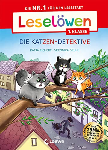 Leselöwen 1. Klasse - Die Katzen-Detektive (Großbuchstabenausgabe): Die Nr. 1 für den Lesestart - Mit Leselernschrift ABeZeh - Erstlesebuch für Kinder ab 6 Jahren