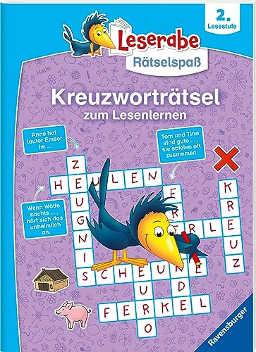 Ravensburger Leserabe Rätselspaß - Kreuzworträtsel zum Lesenlernen - 2. Lesestufe, Rätselbuch ab 7 Jahre
