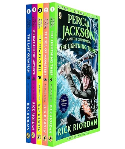 Percy Jackson Graphic Novels 1-5 Books Collection Set (The Lightning Thief, Sea of Monsters, Titan's Curse, The Battle of the Labyrinth, The Last Olympian)