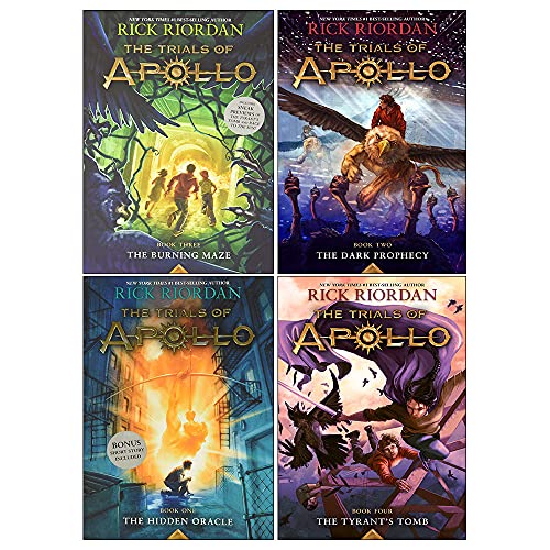 Rick Riordan The Trials of Apollo Collection 4 Books Set (The Hidden Oracle, The Dark Prophecy, The Burning Maze, The Tyrant’s Tomb [Hardcover])