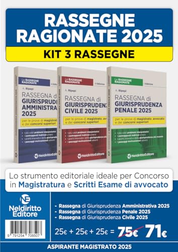 Kit 3 rassegne di Civile, Penale e Amministrativo 2025 per il concorso in magistratura e i concorsi superiori von Neldiritto Editore