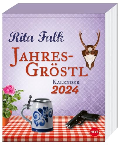 Rita Falk Jahres-Gröstl Tagesabreißkalender 2024. Abreiß-Kalender für alle Eberhofer-Fans. Tischkalender 2024 mit lustigen Zitaten und Rezepten aus der Krimiserie. Auch zum Aufhängen.