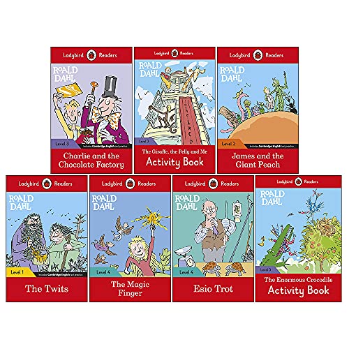 Ladybird Readers Roald Dahl Serie 7 Bücherset Level 1–4 Sammlung (Twits, James und der Riesenpfirsich, Charlie und die Schokoladenfabrik, Magic Finger & MEHR!)