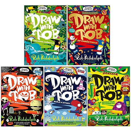 Draw With Rob Collection 4 Books Set By Rob Biddulph(Draw with Rob, At Christmas, Build a Story, Monster Madness)