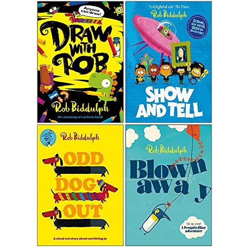 Rob Biddulph Collection 4 Books Set (Draw With Rob, Show and Tell, Odd Dog Out, Blown Away)