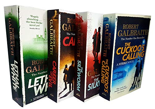Cormoran Strike Series Robert Galbraith 4 Books Collection Set ( The Cuckoo's Calling ,The Silkworm,Career of Evil,Lethal White)