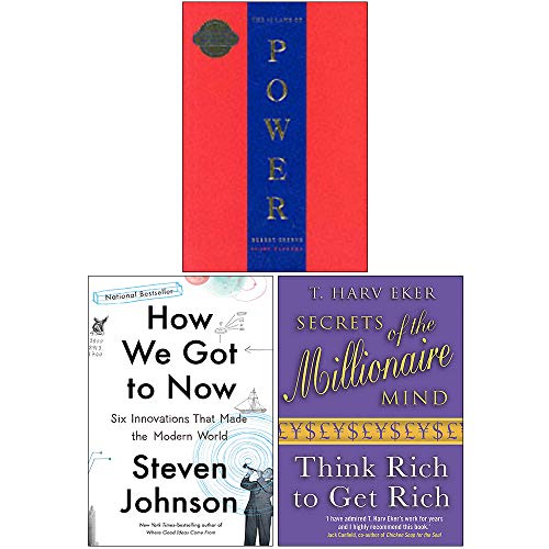 The 48 Laws Of Power, How We Got to Now Six Innovations That Made the Modern World, Secrets of the Millionaire Mind Think Rich to Get Rich 3 Books Collection Set