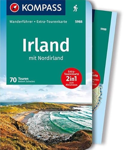 KOMPASS Wanderführer Irland mit Nordirland: Wanderführer mit Extra-Tourenkarte 1:50000, 70 Touren, GPX-Daten zum Download.