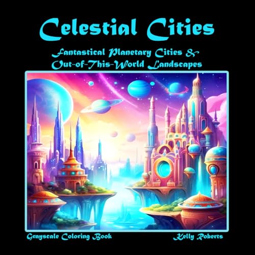 Celestial Cities Grayscale Coloring Book: Fantastical Planetary Cities & Out-of-This-World Landscapes (Enchanted & Fantastical Coloring Books) von Roberts Publishing