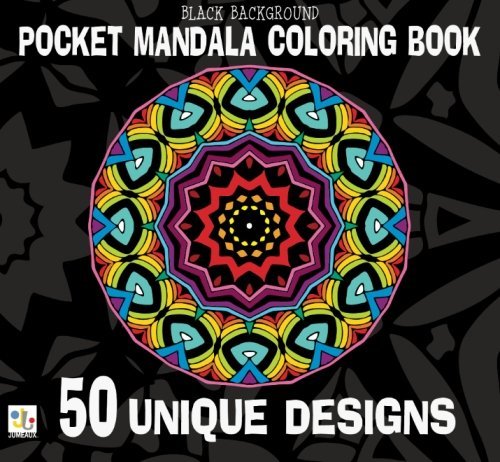 Black Background Pocket Mandala Coloring Book: 50 Unique Designs
