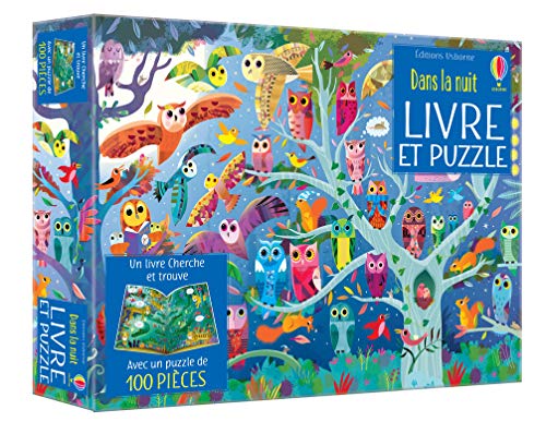 Dans la nuit - Coffret Livre et puzzle: Un livre cherche et trouve et 1 puzzle de 100 picèes von Usborne