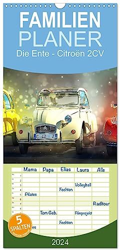 Familienplaner 2024 - Die Ente - Citroën 2CV mit 5 Spalten (Wandkalender, 21 cm x 45 cm) CALVENDO