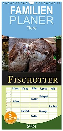 Familienplaner 2024 - Fischotter - putzige Kerlchen und elegante Schwimmer mit 5 Spalten (Wandkalender, 21 cm x 45 cm) CALVENDO