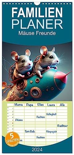 Familienplaner 2024 - Mäuse Freunde mit 5 Spalten (Wandkalender, 21 cm x 45 cm) CALVENDO
