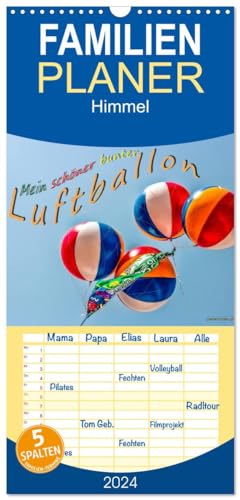 Familienplaner 2025 - Mein schöner bunter Luftballon mit 5 Spalten (Wandkalender, 21 cm x 45 cm), CALVENDO von CALVENDO