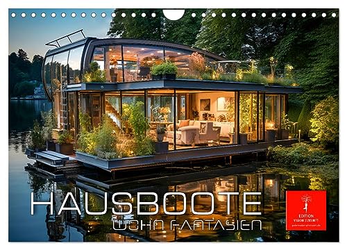 Hausboote Wohn Fantasien (Wandkalender 2024 DIN A4 quer), CALVENDO Monatskalender: Hausboote, die Architektur neu definieren. (CALVENDO Orte)