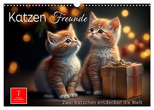 Katzen Freunde (Wandkalender 2024 DIN A3 quer), CALVENDO Monatskalender