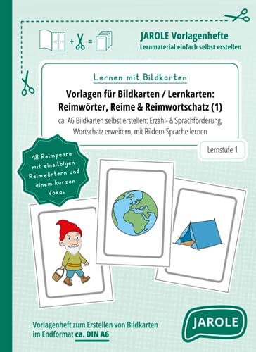 Vorlagen für Bildkarten / Lernkarten: Reimwörter, Reime & Reimwortschatz 1 (Lernen mit Bildkarten): ca. A6 Bildkarten selbst erstellen: Sprachförderung, Wortschatz erweitern, Sprache lernen