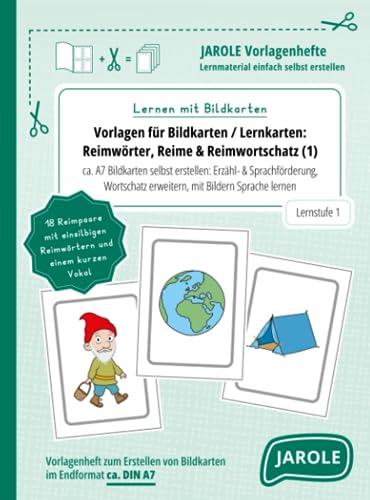 Vorlagen für Bildkarten / Lernkarten: Reimwörter, Reime & Reimwortschatz 1 (Lernen mit Bildkarten): ca. A7 Bildkarten selbst erstellen: Sprachförderung, Wortschatz erweitern, Sprache lernen