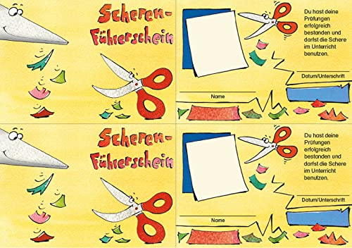 Scheren-Führerschein - Klassensatz Führerscheine: 32 farbige Führerscheine, doppelseitig bedruckt (zum Nachbestellen). 1. Schuljahr (Bergedorfer® Führerscheine)
