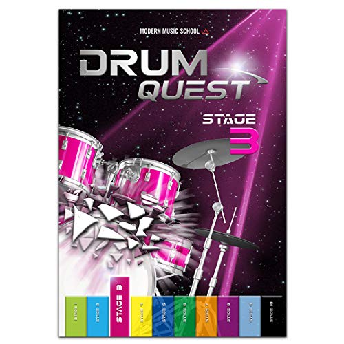 Drum Quest Stage 3: Die Schlagzeugschule für Anfänger. Schlagzeug lernen leicht und effektiv. Schlagzeug Buch Songbuch mit Bonus-Material (DEU)