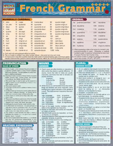French Grammar: QuickStudy Laminated Reference Guide von Barcharts, Inc
