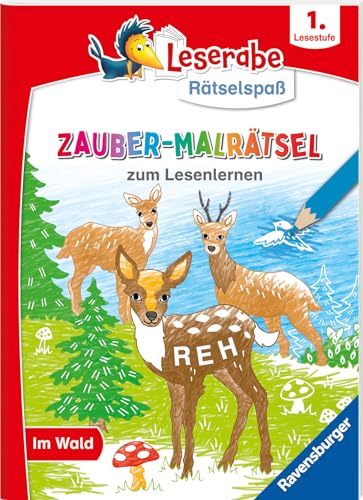Ravensburger Leserabe Zauber-Malrätsel zum Lesenlernen: Im Wald (1. Lesestufe), Malen auf Zauberpapier, Rätsel, Lesen lernen Vorschule, Rätselbuch ab 6 Jahre von Ravensburger