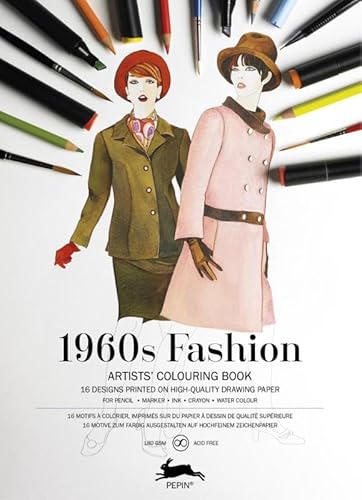 1960s fashion: artists' colouring book; 16 designs printed on high-quality drawing paper 1960s fashion: artists' colouring book; 16 designs printed on high-quality drawing paper