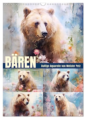 Bären. Duftige Aquarelle von Meister Petz (Wandkalender 2024 DIN A3 hoch), CALVENDO Monatskalender