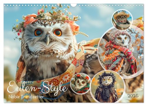 Eulen-Style. Noble Trendsetter (Wandkalender 2025 DIN A3 quer), CALVENDO Monatskalender von CALVENDO